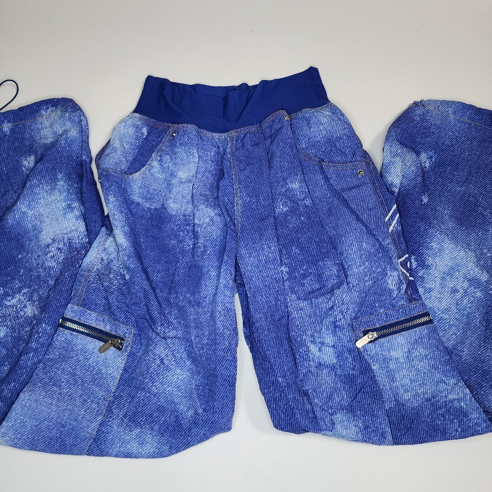 Zumba Fitness Cargo Pants Blue Nylon Size Large